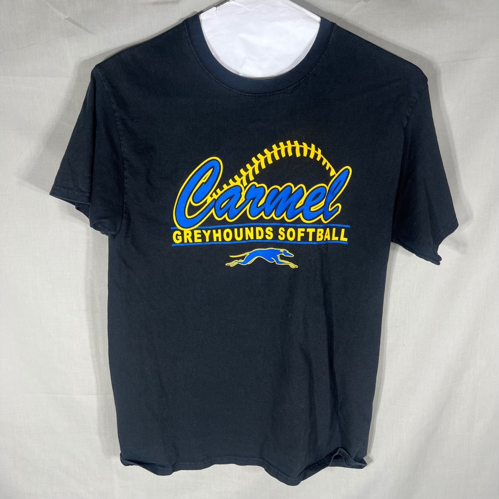 Champion T-Shirt Mens Medium Carmel Greyhounds Softball Black Graphic Tee